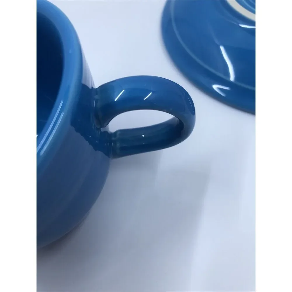 Fiesta Ware Tea Cup and Saucer Peacock Blue Home Laughlin